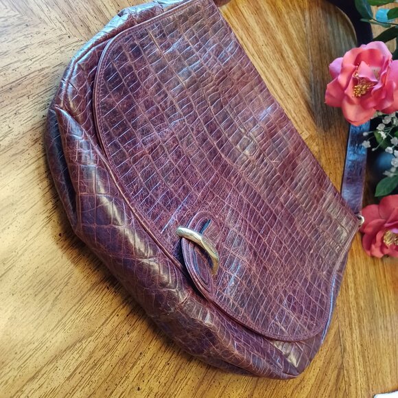 Antonio Scepi Brown Crocodile Leather Saddle Messenger Bsg - Picture 4 of 16